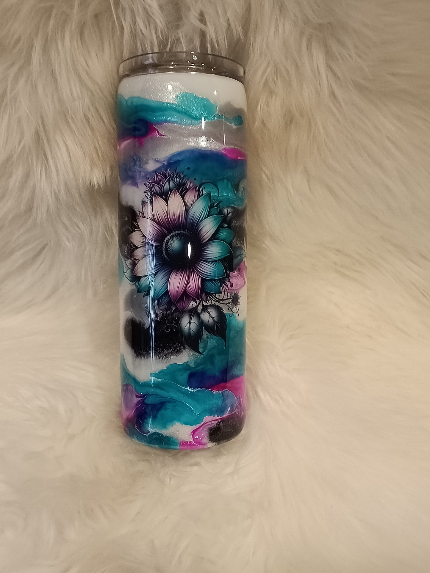 20oz Teals purple flower #9