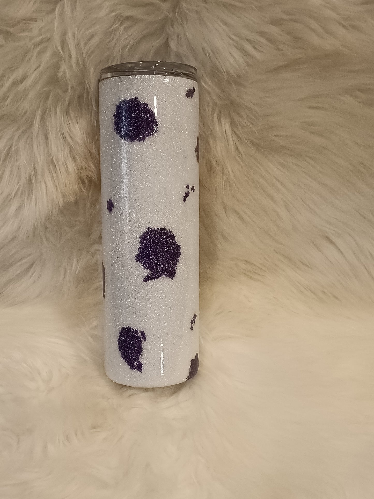 30oz skinny Purple cow print