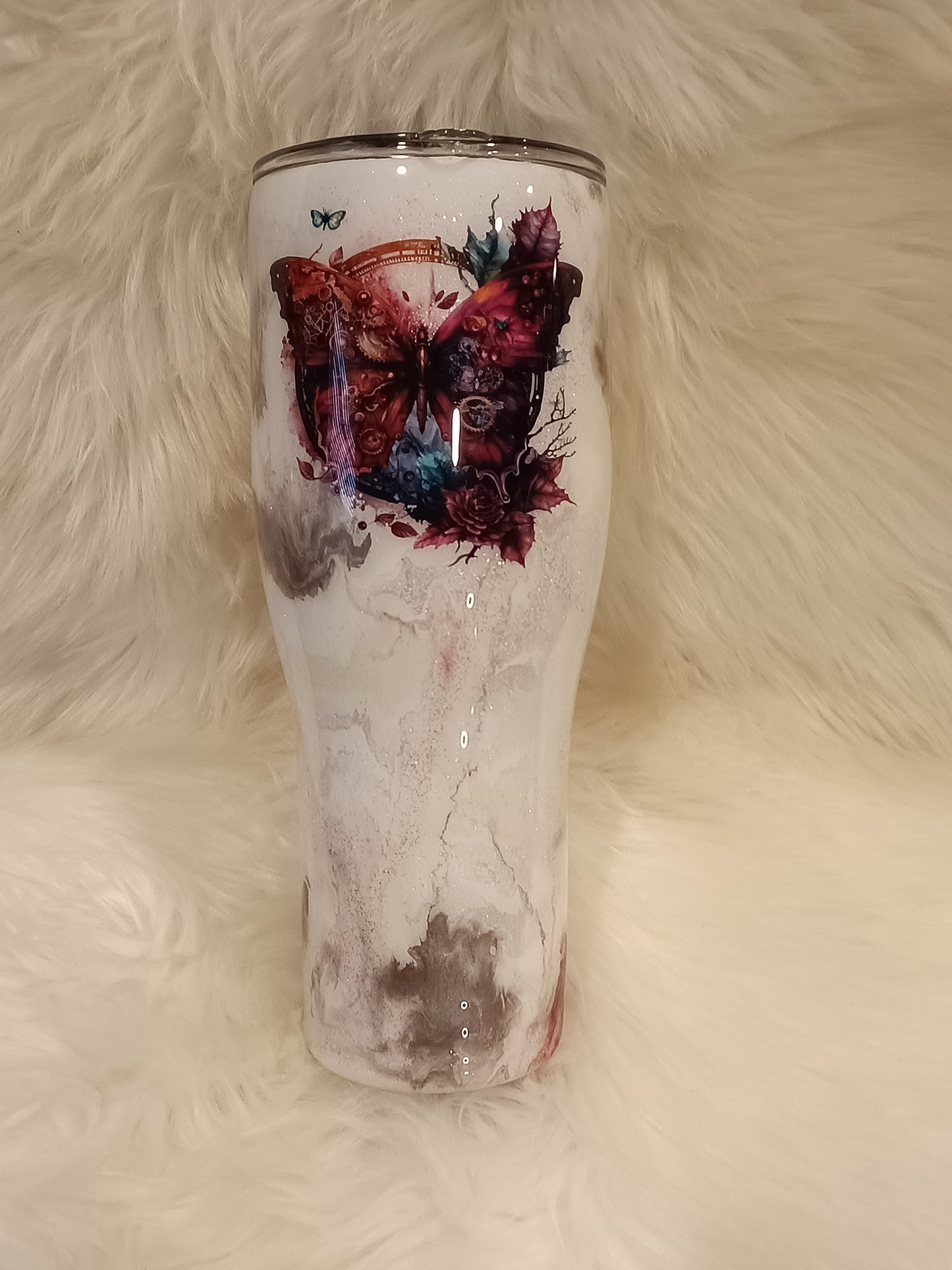 40oz Curve Butterfly marble #8